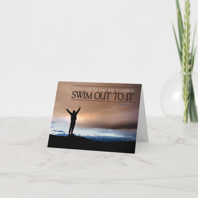 Tarjeta De Agradecimiento Cita Inspiradora "No esperes a tu barco" (Anverso)