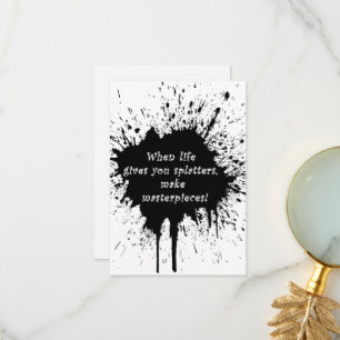 Tarjeta De Agradecimiento Cita inspiradora vida salpicadura de pintura creat