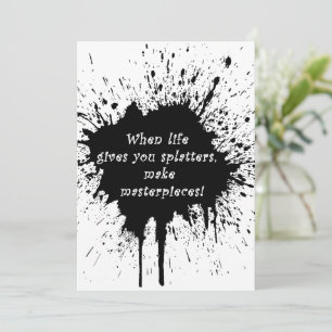 Tarjeta De Agradecimiento Cita inspiradora vida salpicadura de pintura creat