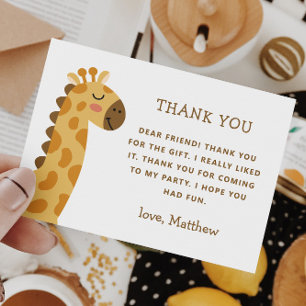 Tarjeta De Agradecimiento Cita Jirafa   Cumpleaños Infantil Safari Selva