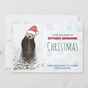 Tarjeta De Agradecimiento Cita Otter usando un saludo de Navidades de Santa 