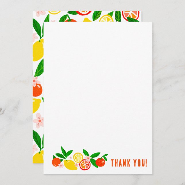 Tarjeta De Agradecimiento Citrus Celebration Custom Colorful Blank Note (Anverso / Reverso)