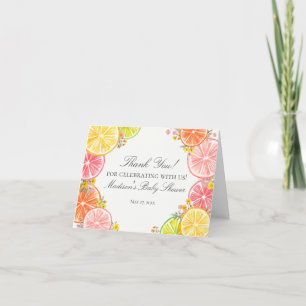 Tarjeta De Agradecimiento Citrus Floral Little Cutie Baby Shower Gracias