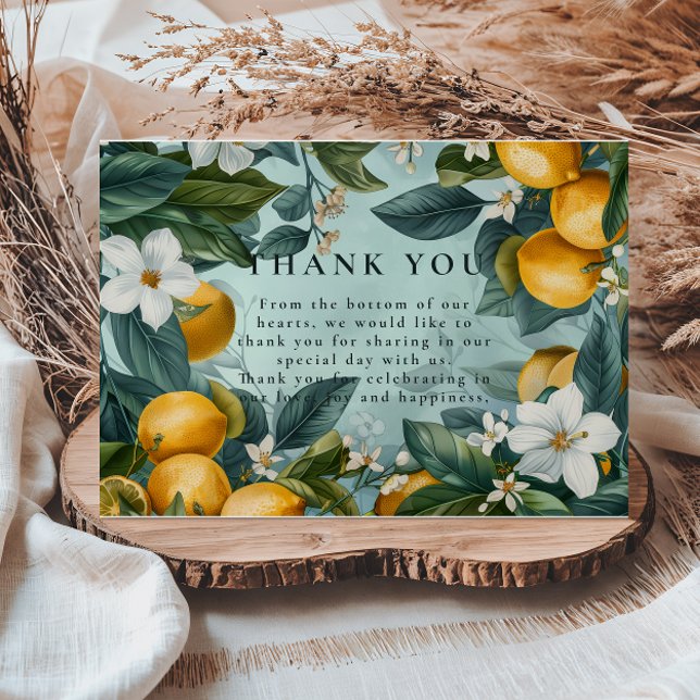 Tarjeta De Agradecimiento Citrus Garden Botanical Wedding (Subido por el creador)