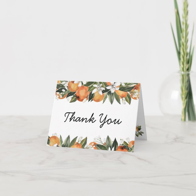 Tarjeta De Agradecimiento Citrus Gracias Cartas Citrus Bridal Shower (Anverso)
