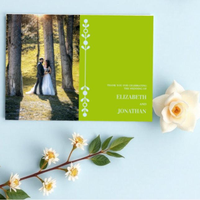 Tarjeta De Agradecimiento Citrus Green & Coastal Blue Wedding (Subido por el creador)