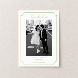 Tarjeta De Agradecimiento Citrus Green Elegant Frame Photo Save the Date