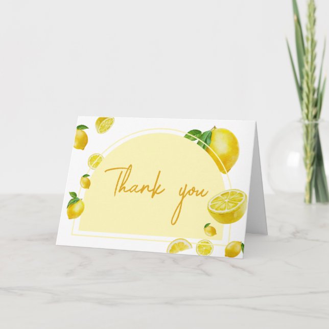 Tarjeta De Agradecimiento Citrus Lemon Baby Shower (Anverso)