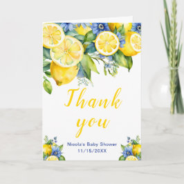 Tarjeta De Agradecimiento Citrus Lemon Mediterranean Baby Shower