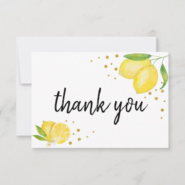 Tarjeta De Agradecimiento Citrus limón y oro (Anverso)