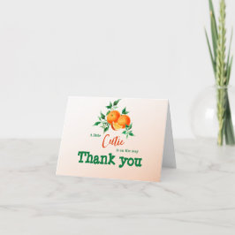 Tarjeta De Agradecimiento Citrus Little Cutie En El Camino Naranja Baby Show