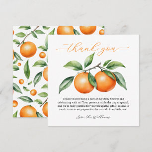 Tarjeta De Agradecimiento Citrus Naranja Baby Shower