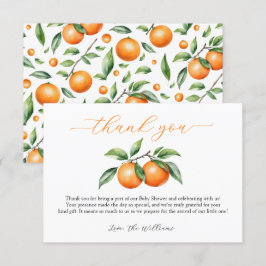 Tarjeta De Agradecimiento Citrus Naranja Baby Shower
