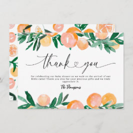 Tarjeta De Agradecimiento Citrus Naranja Baby Shower Gracias
