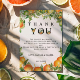 Tarjeta De Agradecimiento Citrus Naranja blanco minimalista