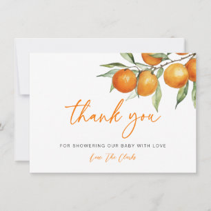 Tarjeta De Agradecimiento Citrus Naranja Little Cutie Baby Shower