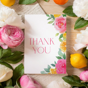 Tarjeta De Agradecimiento Citrus Pink Floral Baby Shower