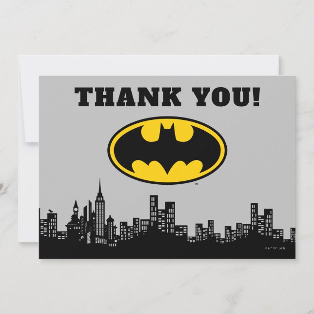 Tarjeta De Agradecimiento Ciudad de Batman Gotham | Cumpleaños Gracias (Anverso)