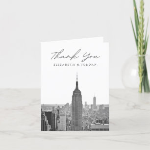 Tarjeta De Agradecimiento Ciudad de Nueva York Vertical Blanco y Negro