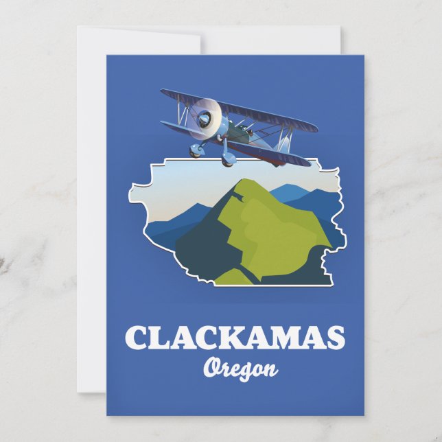 Tarjeta De Agradecimiento Clackamas Oregon USA mapa de lienzo Imprimir (Anverso)
