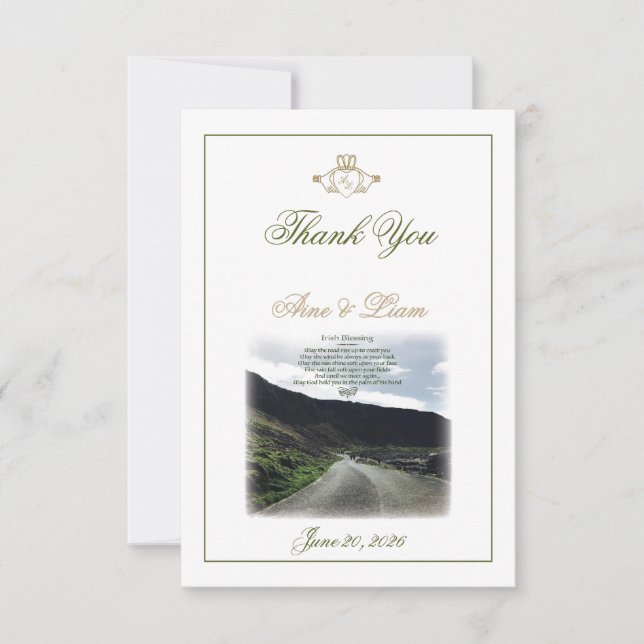 Tarjeta De Agradecimiento Claddagh Boda Irlandés Gracias (Anverso)