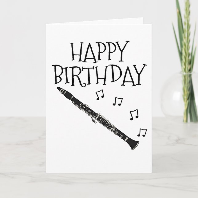 Tarjeta De Agradecimiento Clarinet Birthday Card Woodwind Music (Anverso)