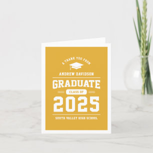 Tarjeta De Agradecimiento Clase amarilla moderna de graduación en blanco de