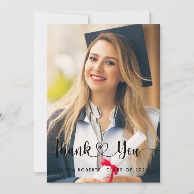 Tarjeta De Agradecimiento Clase de 202X Foto de graduación (Anverso)