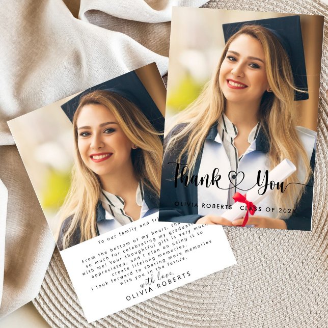 Tarjeta De Agradecimiento Clase de 202x Foto de graduación (Subido por el creador)