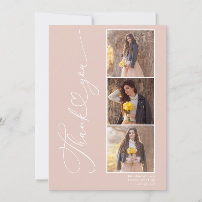 Tarjeta De Agradecimiento Clase de Collage de fotos de graduación moderna de (Anverso)