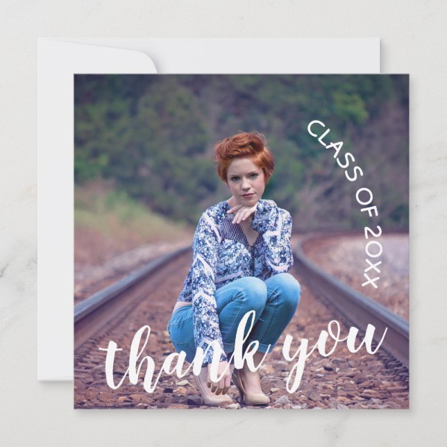 Tarjeta De Agradecimiento Clase de Graduación de Foto 2025 Gracias (Anverso)