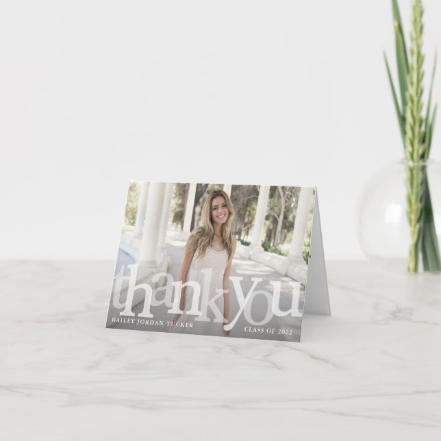 Tarjeta De Agradecimiento Clase de Graduación de Superposición Negrita Año (Anverso)