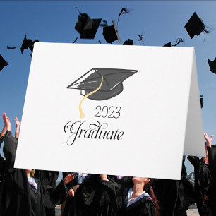 Tarjeta De Agradecimiento Clase de graduados de [Año] con gorro de graduació