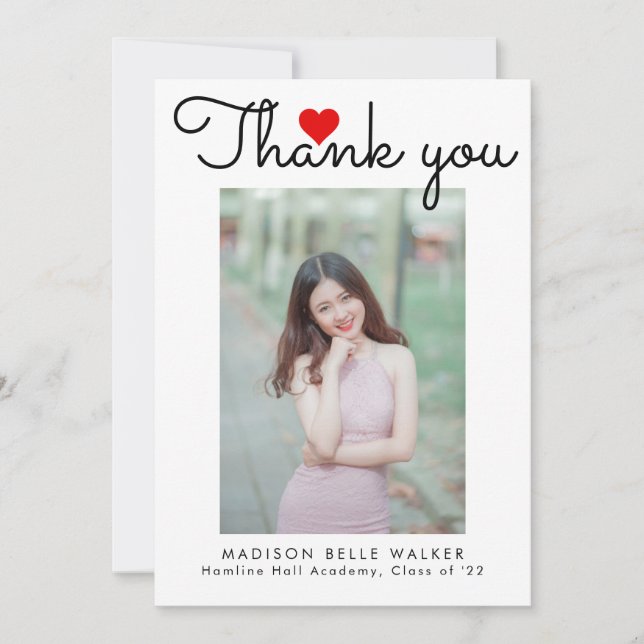 Tarjeta De Agradecimiento Clase de guión de Love Heart de 2023 Graduation Ph (Anverso)