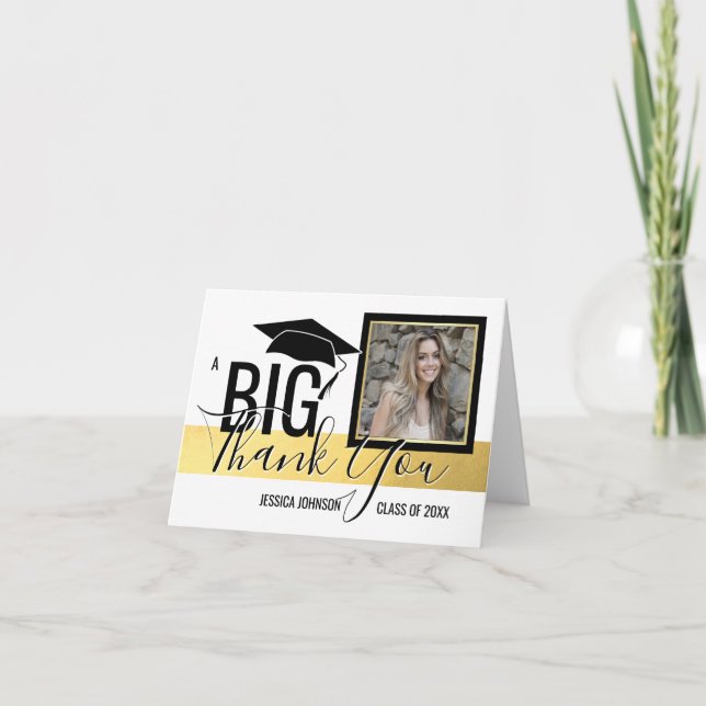 Tarjeta De Agradecimiento CLASE de la GRADUACIÓN DE - GRACIAS FOTO del (Anverso)