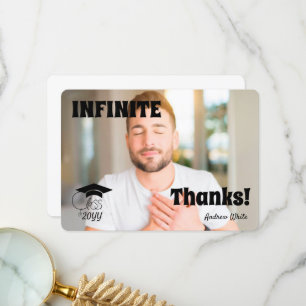 Tarjeta De Agradecimiento Clase de Personalizado Grad Photo Modern Black Scr