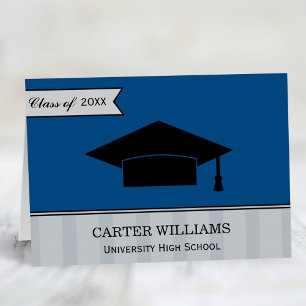 Tarjeta De Agradecimiento Clase moderna de graduación de Personalizado azul 