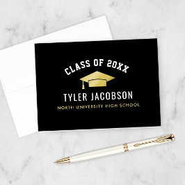Tarjeta De Agradecimiento Clase moderna de Graduación de Personalizado Gold