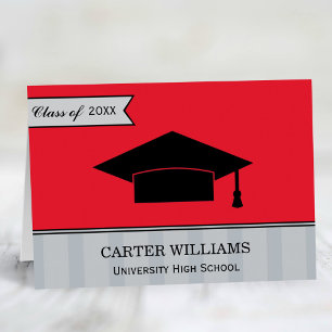 Tarjeta De Agradecimiento Clase moderna de graduación de Personalizado rojo 