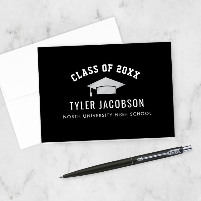 Tarjeta De Agradecimiento Clase Moderna de Graduación Personalizado Plata 20 (Subido por el creador)