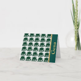 Tarjeta De Agradecimiento Clase Personalizado verde de Notecards de graduaci