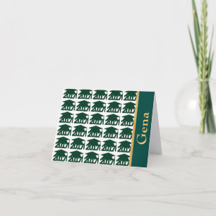 Tarjeta De Agradecimiento Clase Personalizado verde de Notecards de graduaci