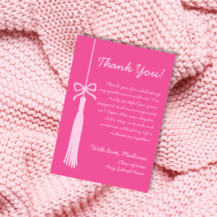 Tarjeta De Agradecimiento Clase Rosa De Tassel Y Bow De Graduación 2025