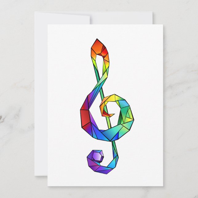 Tarjeta De Agradecimiento Clases de trébol con llave musical Rainbow (Anverso)