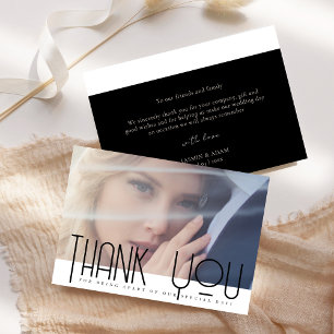 Tarjeta De Agradecimiento Clásica Boda Foto en Blanco y Negro