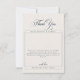 Tarjeta De Agradecimiento Clásica Caligrafía de Marfil Foto Boda Agradecimie