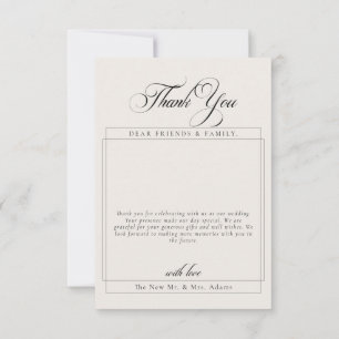 Tarjeta De Agradecimiento Clásica Caligrafía de Marfil Foto Boda Agradecimie