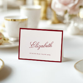 Tarjeta De Agradecimiento Clásica Caligrafía Deep Red Old Money Place Card