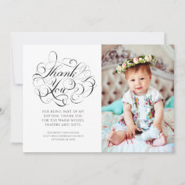 Tarjeta De Agradecimiento Clásica caligrafía Foto Bautismo Gracias