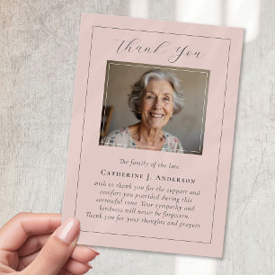Tarjeta De Agradecimiento Clásica caligrafía rosada Fotografía Simpatizantes